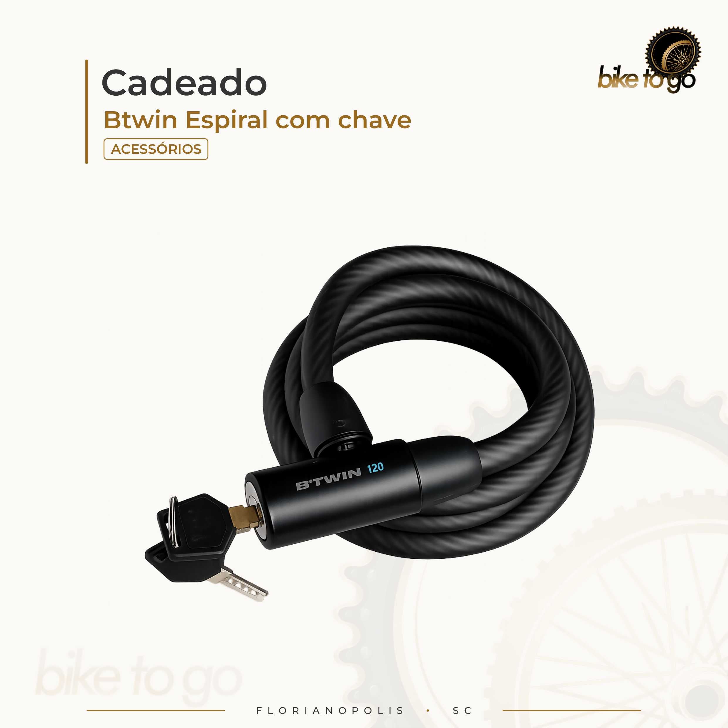 Cadeado - Btwin espiral c/2 chaves